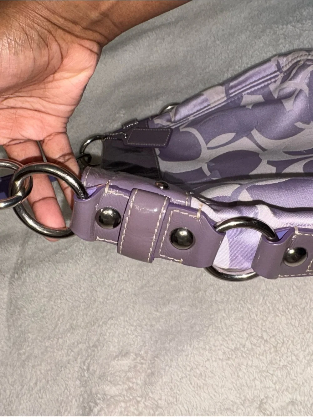 Vintage Coach Lilac Signature Satin Hobo Shoulder Bag